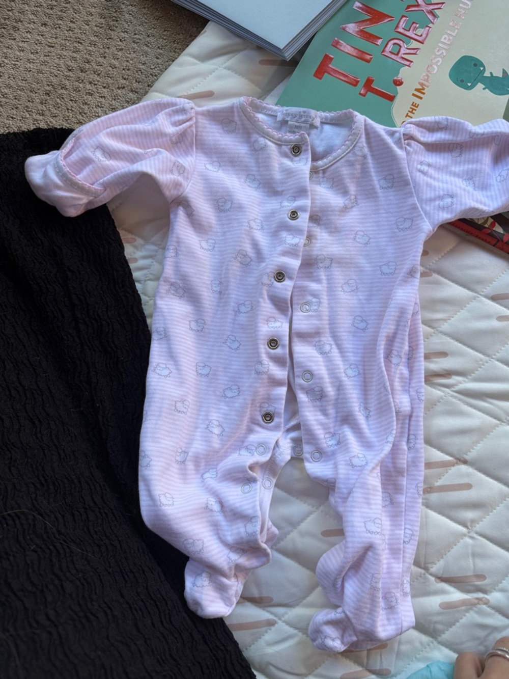 Kissy Kissy Pale Pink Striped Footed One-Piece